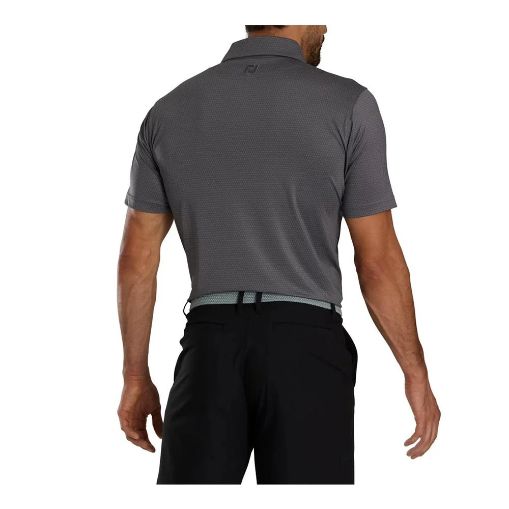 FootJoy Tonal Triangle Print Lisle Self Collar Golf Polo - Image 2