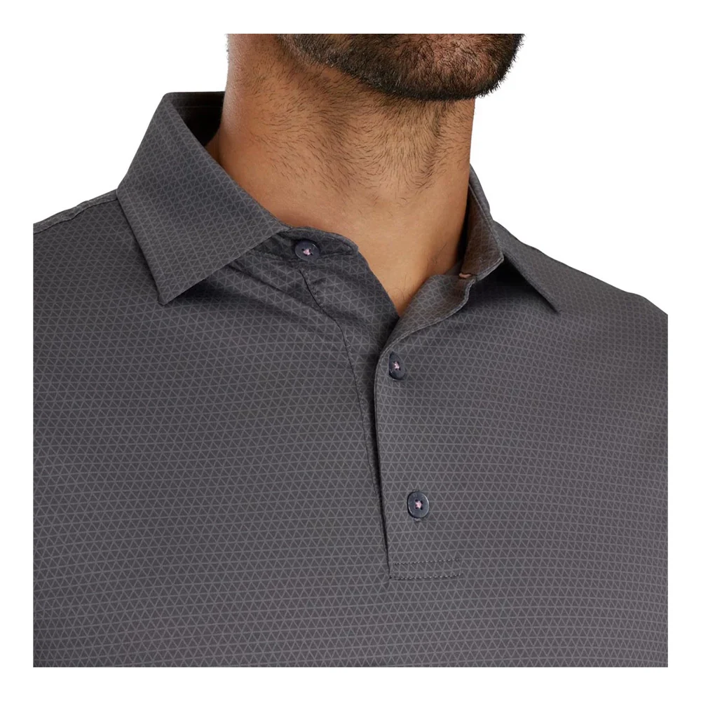 FootJoy Tonal Triangle Print Lisle Self Collar Golf Polo - Image 3