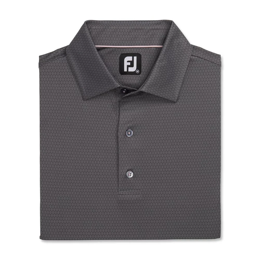 FootJoy Tonal Triangle Print Lisle Self Collar Golf Polo - Image 4
