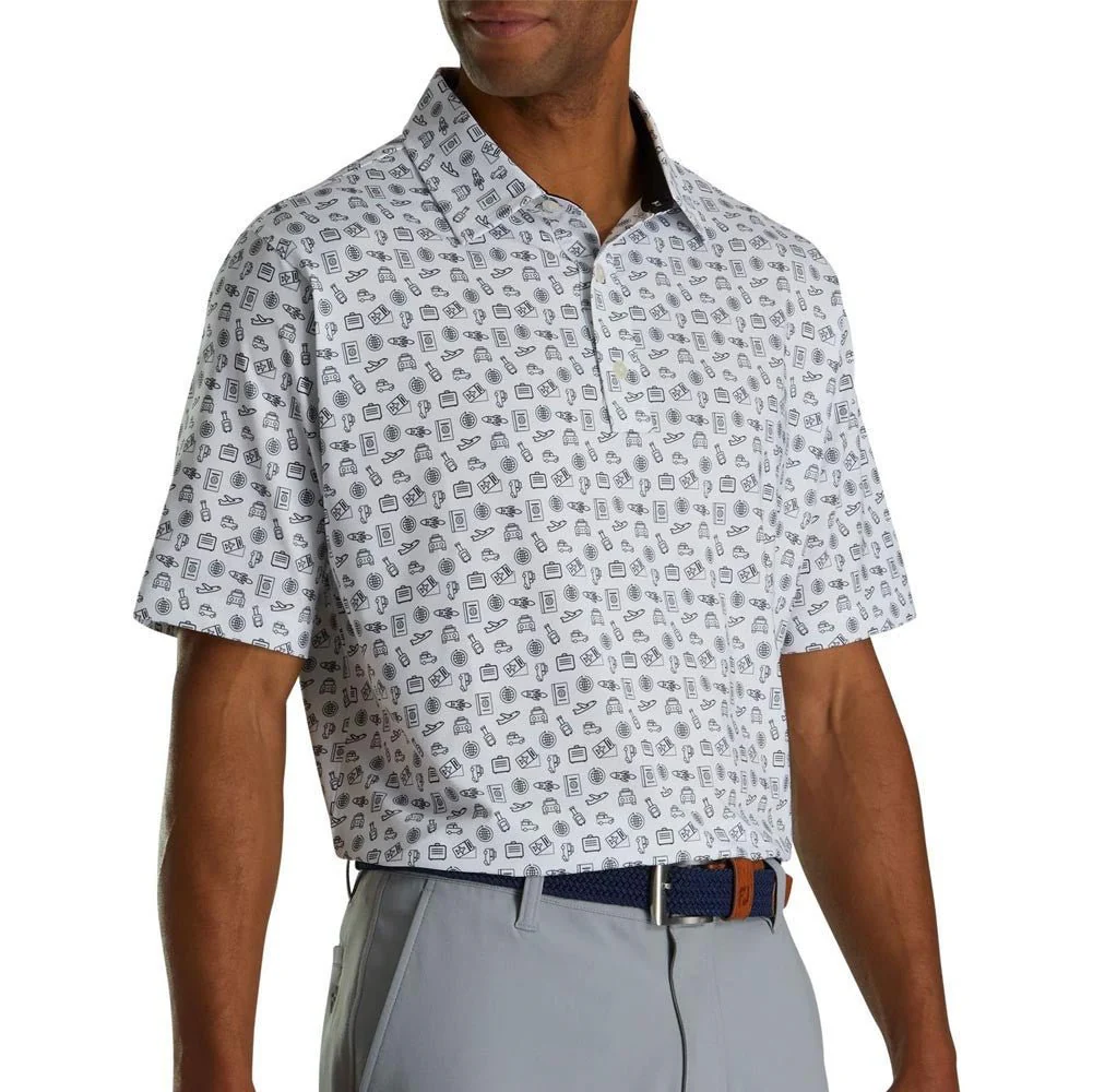 FootJoy Travel Print Lisle Self Collar Polo