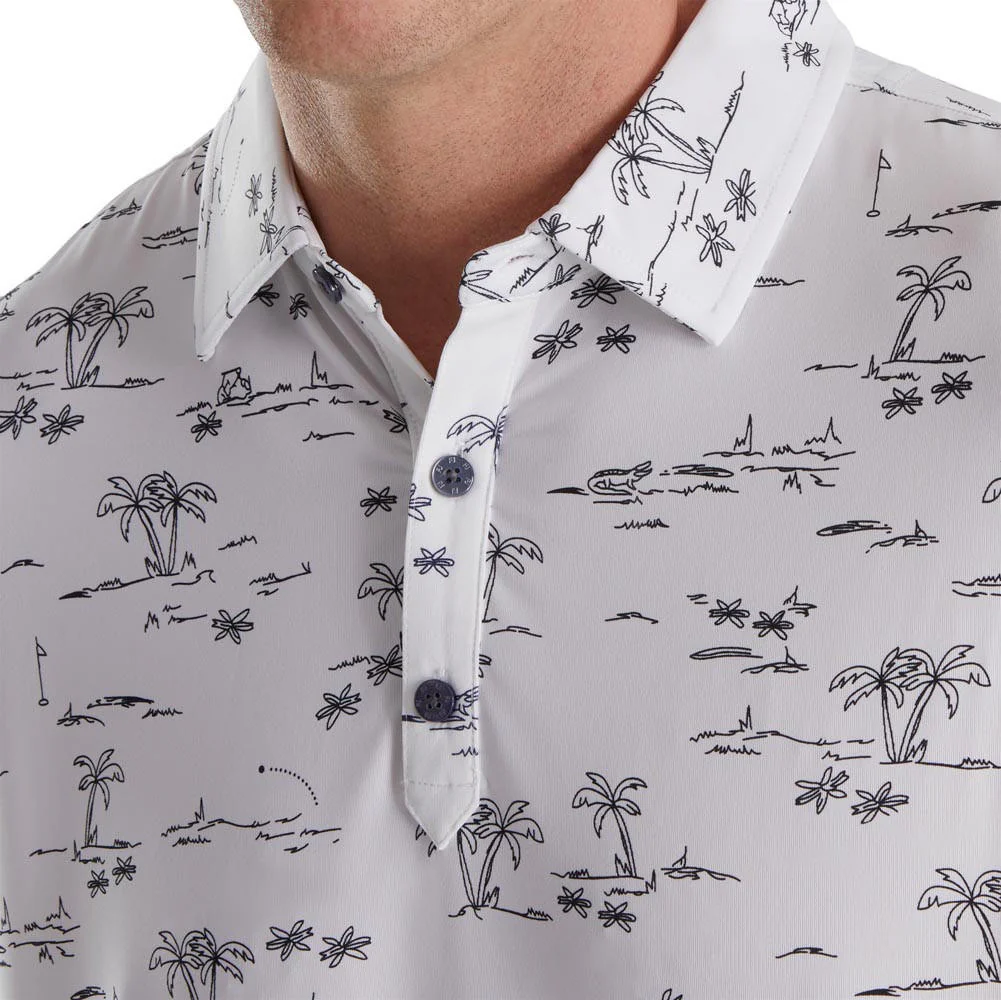 FootJoy Tropic Golf Print Lisle Self Collar Polo - Image 10