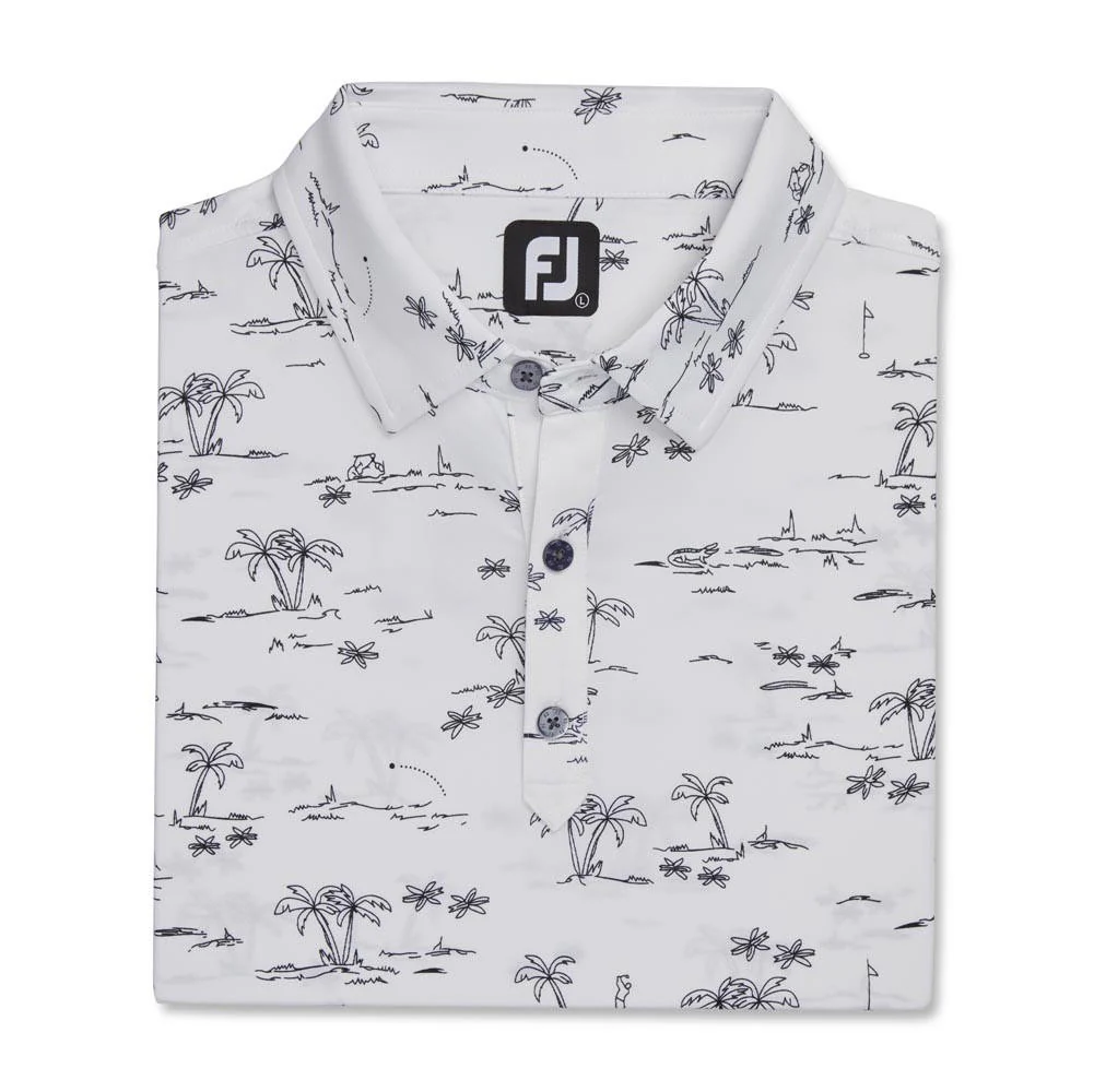 FootJoy Tropic Golf Print Lisle Self Collar Polo - Image 12