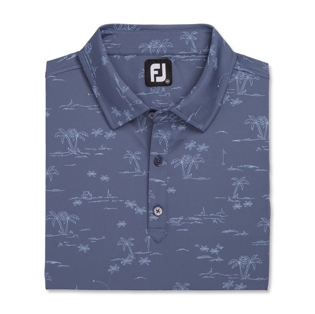 FootJoy Tropic Golf Print Lisle Self Collar Polo - Image 2