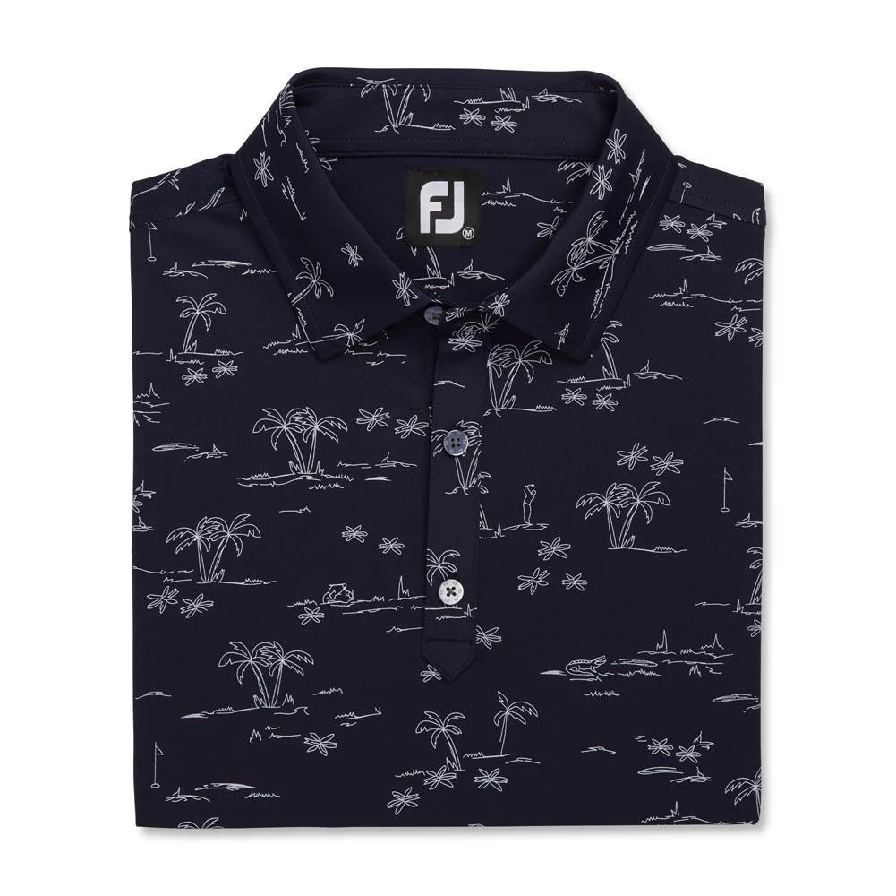 FootJoy Tropic Golf Print Lisle Self Collar Polo - Image 6
