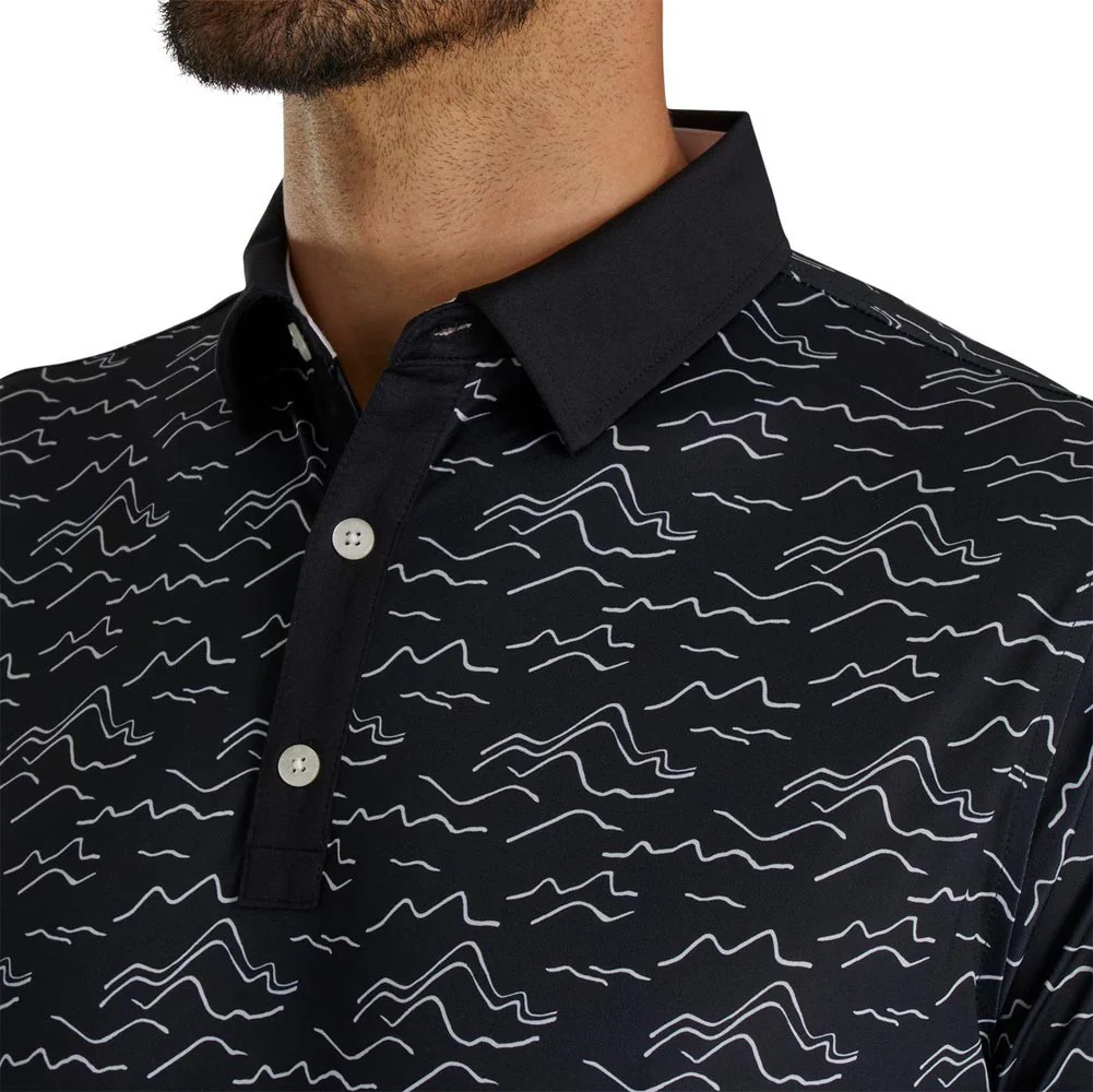 FootJoy Wave Print Lisle Self Collar Polo - Image 3