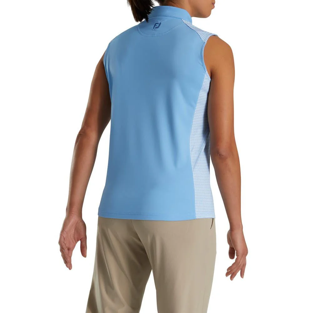 FootJoy Women's 1/4 Zip Houndstooth Trim Sleeveless Polo - Image 3