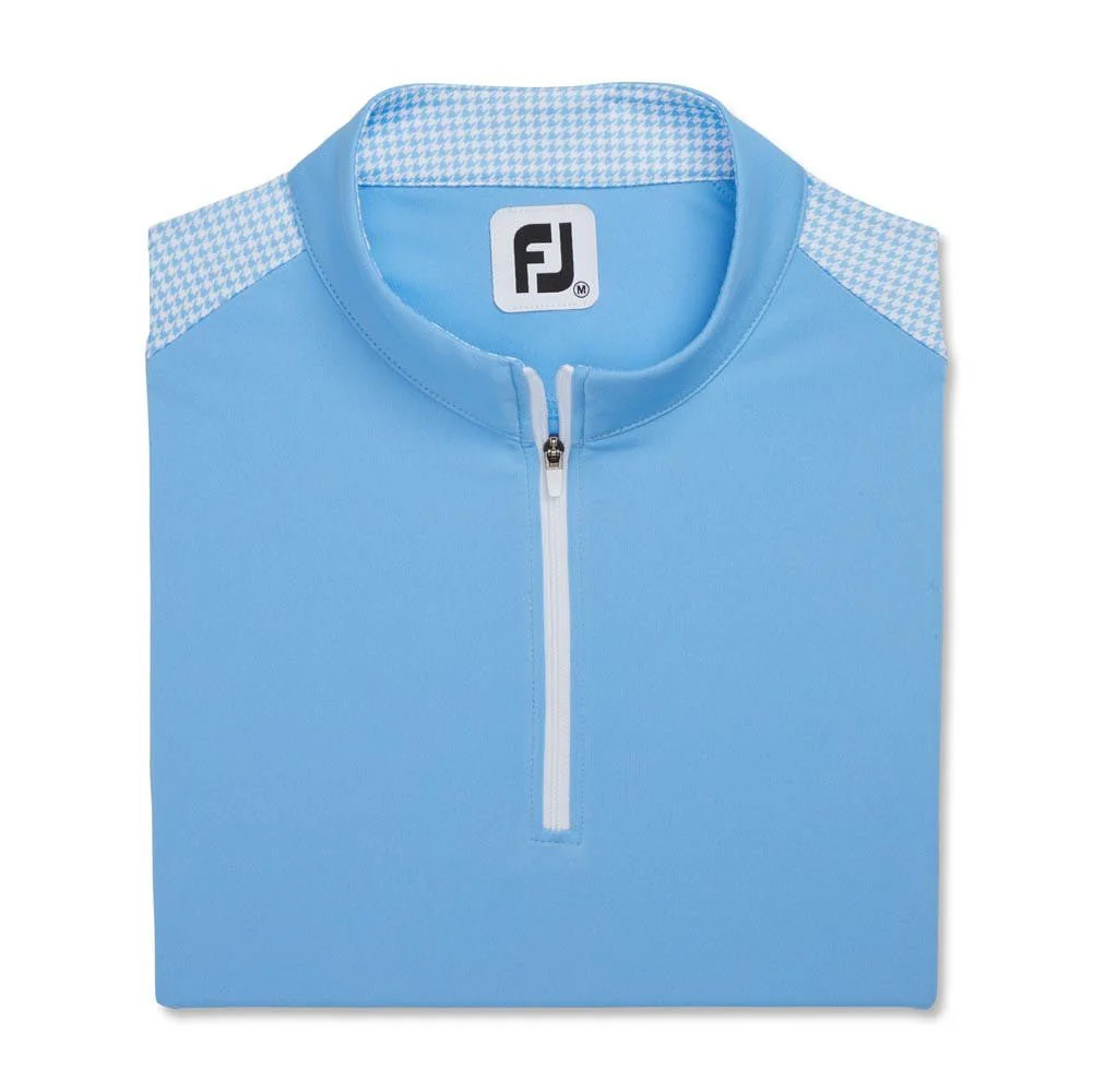 FootJoy Women's 1/4 Zip Houndstooth Trim Sleeveless Polo - Image 4