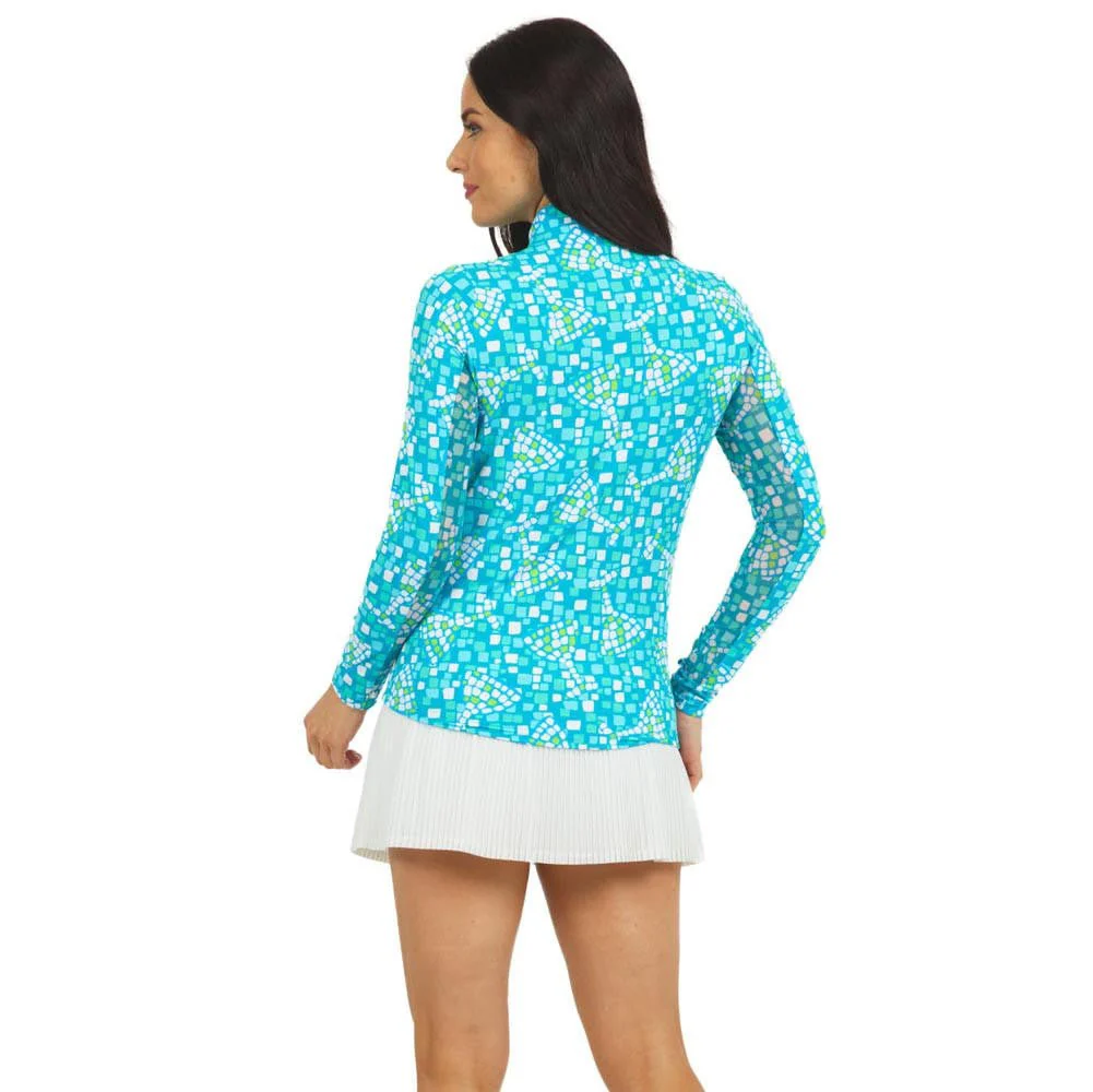 IBKUL Mosaic & Wine Print Long Sleeve Mock - Image 2