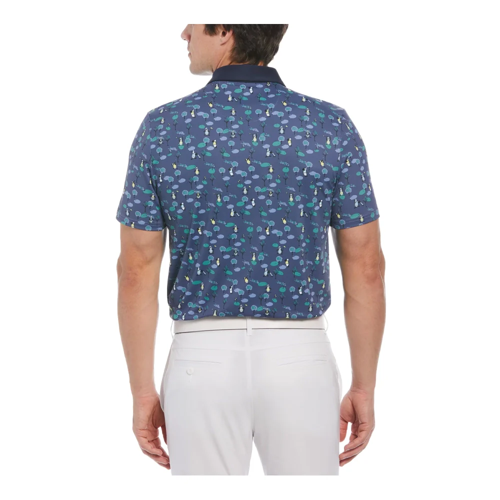 Original Penguin Pete On The Course Color Block Print Golf Polo - Image 2