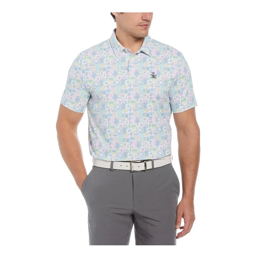 Original Penguin Pete's Game Grid Print Golf Polo