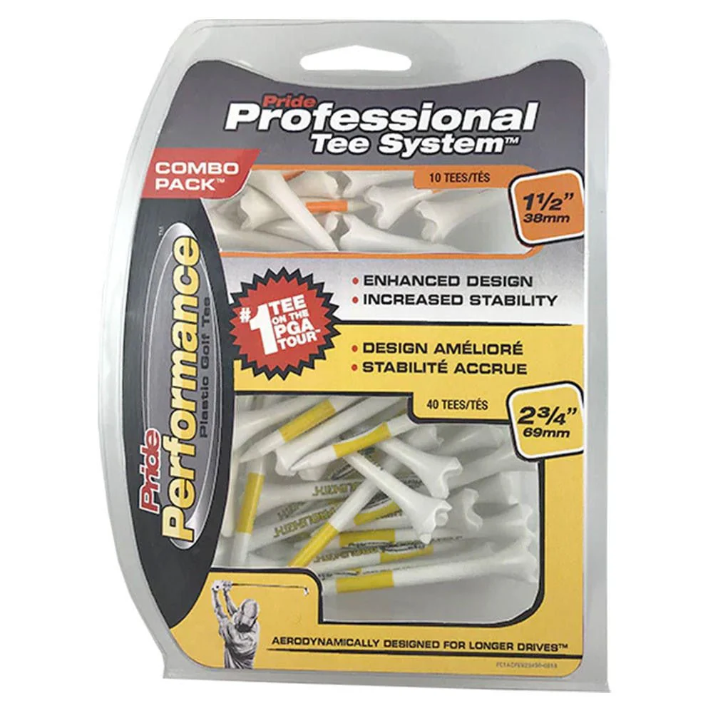 Professional Tee System Pride Performance 1.5" & 2.75" Golf Tees Combo - 50 Count