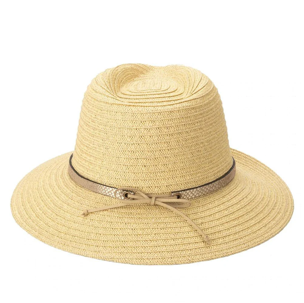 San Diego Hat Company Women's Paperbraid Fedora with Debossed Metallic Snake Band - Image 3