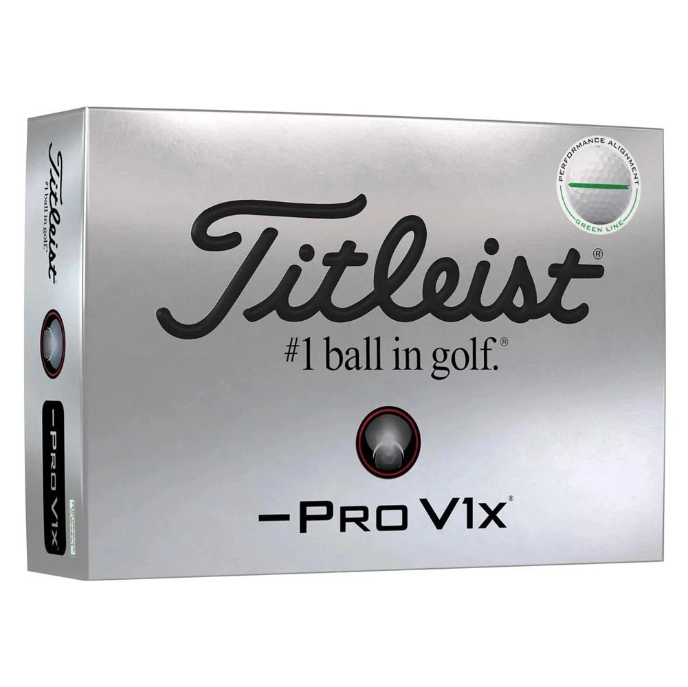 Titleist Pro V1x Left Dash Performance Alignment Golf Balls - Green - Prior Generation