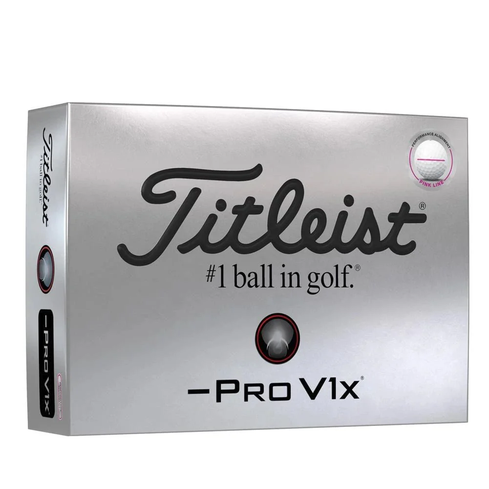 Titleist Pro V1x Left Dash Performance Alignment Golf Balls - Pink - Prior Generation